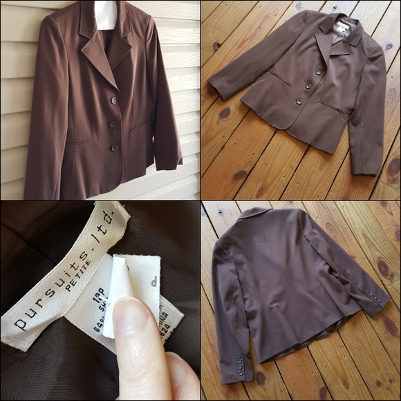 Vintage 80's 90's size 12 P brown blazer jacket - Picture 4 of 4